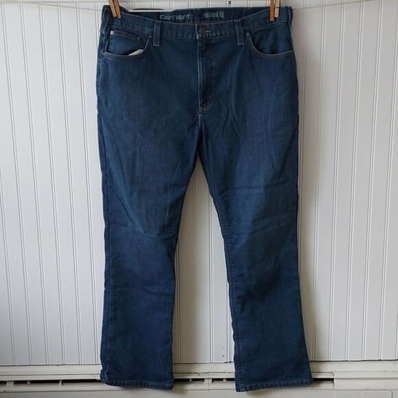 Carhartt Other - Carharrt Men's Rugged Flex Relaxed Straight Knit Lined 40 X 32 Denim Blue Jeans